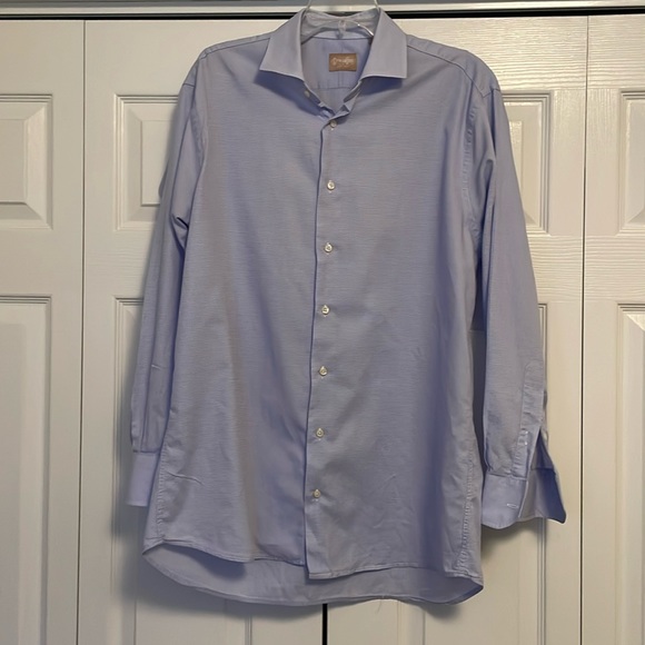 EUC Gitman Bros. Size 16.5 33 Button Front Long Sleeve Dress Shirt Blue  Sharp!! - Picture 2 of 8